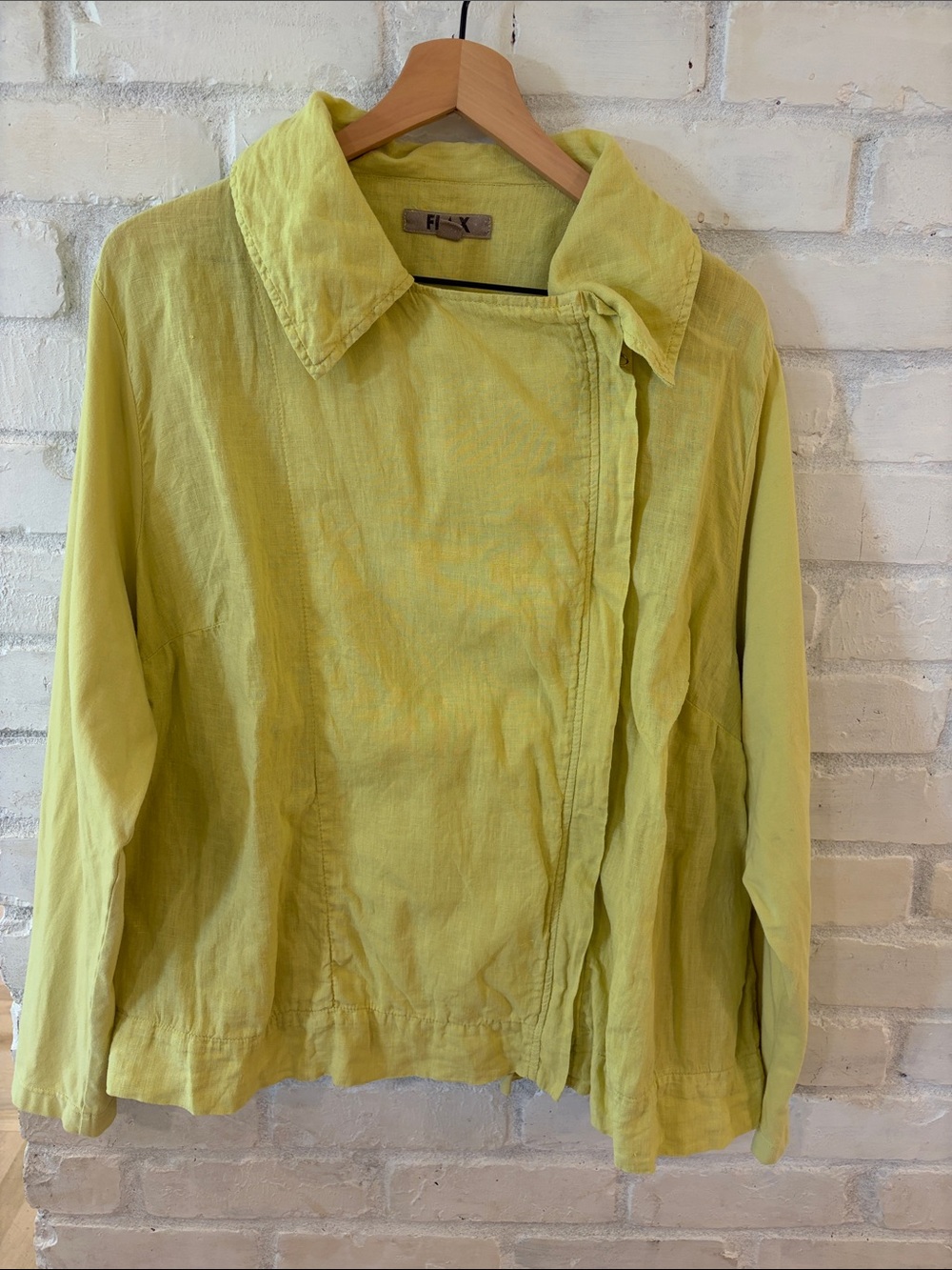 FLAX yellow zip-up jacket made from 100% linen